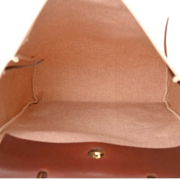 Hermes Toile H and Chocolate with Vache Hunter Calfskin Herbag 39 - Picture 6 of 16